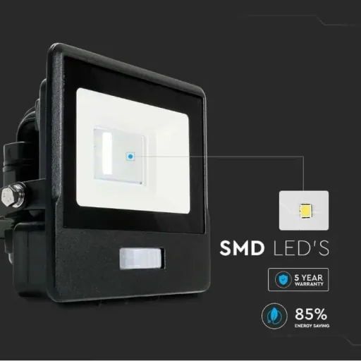 VT-128S LED-Flutlicht mit Sensor - 20 W - 1510 Lm - 3000K - Schwarz