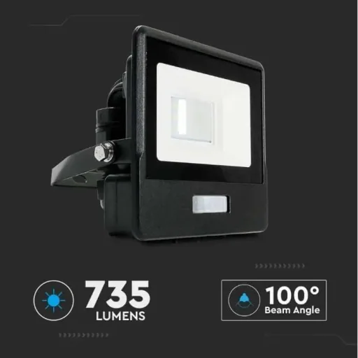 VT-128S LED-Flutlicht mit Sensor - 20 W - 1510 Lm - 3000K - Schwarz