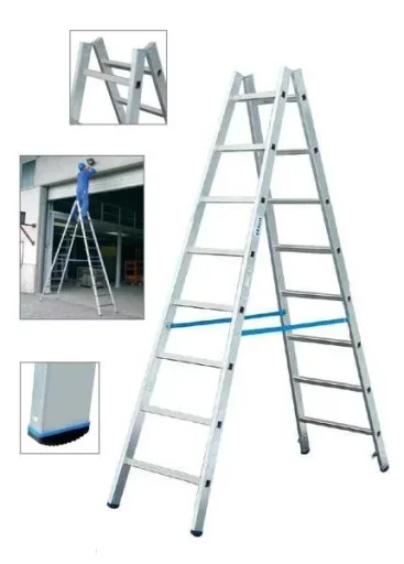 Alu Sprossen Doppelleiter 2 x 10 Sprossen Leiter