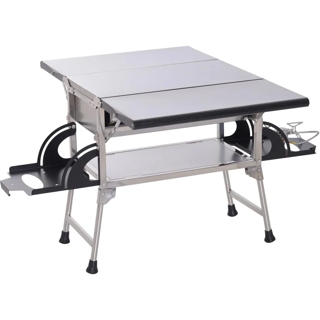 Klappgrill Gasgrill Standgrill tragbar Tischgrill Camping Garten BBQ Edelstahl Silber 58 x 34,2 x 34 cm