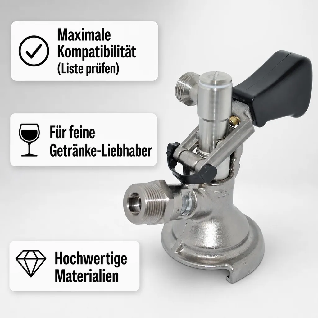 Zapfkopf - Keg Verschluss, Kombi - Fitting, seitlicher Ausgang (Thekenanstich)