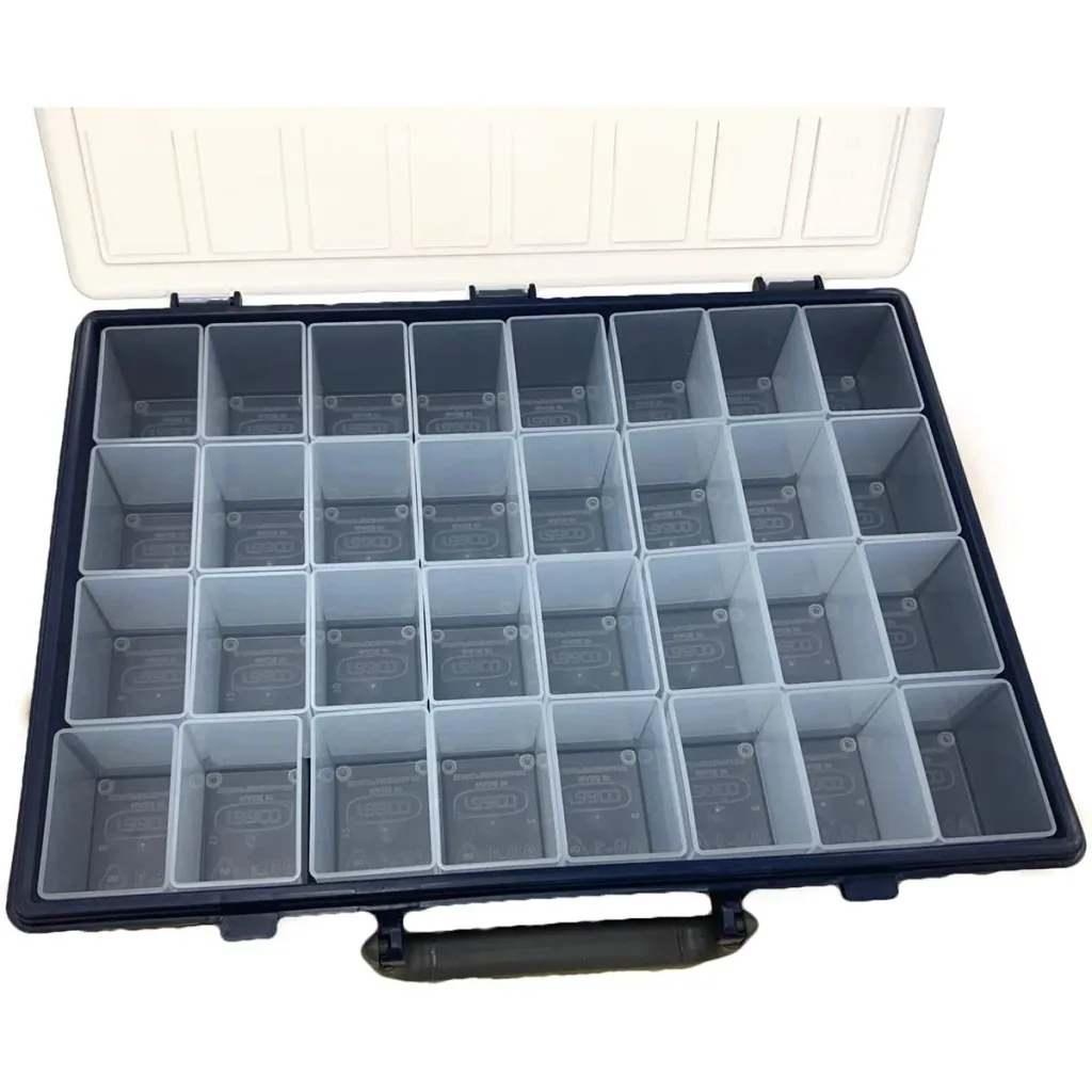 NL Sortimentskasten / Aufbewahrungsbox - Enthält 32 herausnehmbare Schalen - 26,1 x 33,8 x 5,7 cm