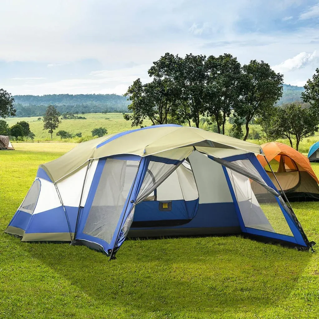 Campingzelt 6-8 Personen - PU3000mm - Blau/Grün/Weiß - 518 x 487 x 237 cm