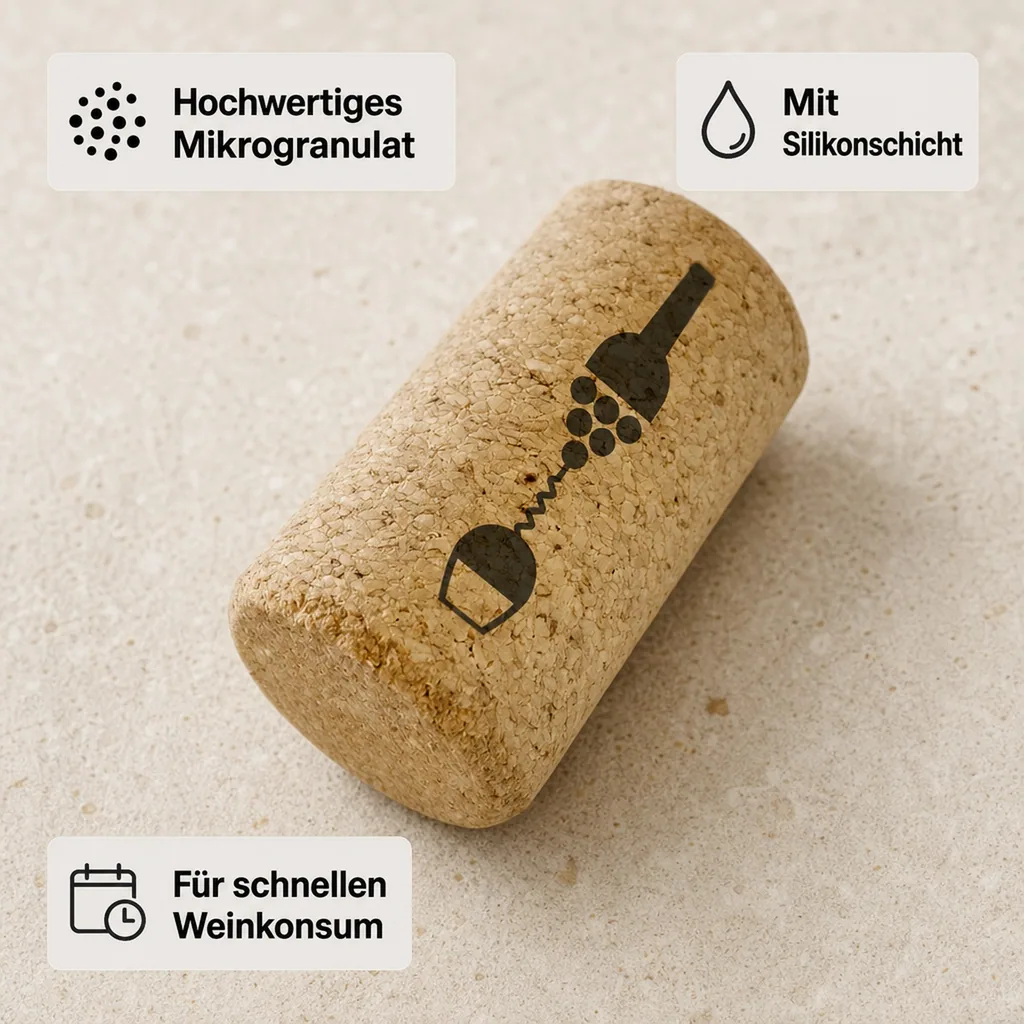 Weinkorken, Naturkorken für weinflaschen - 38 mm, Mikrogranulat - 100 St