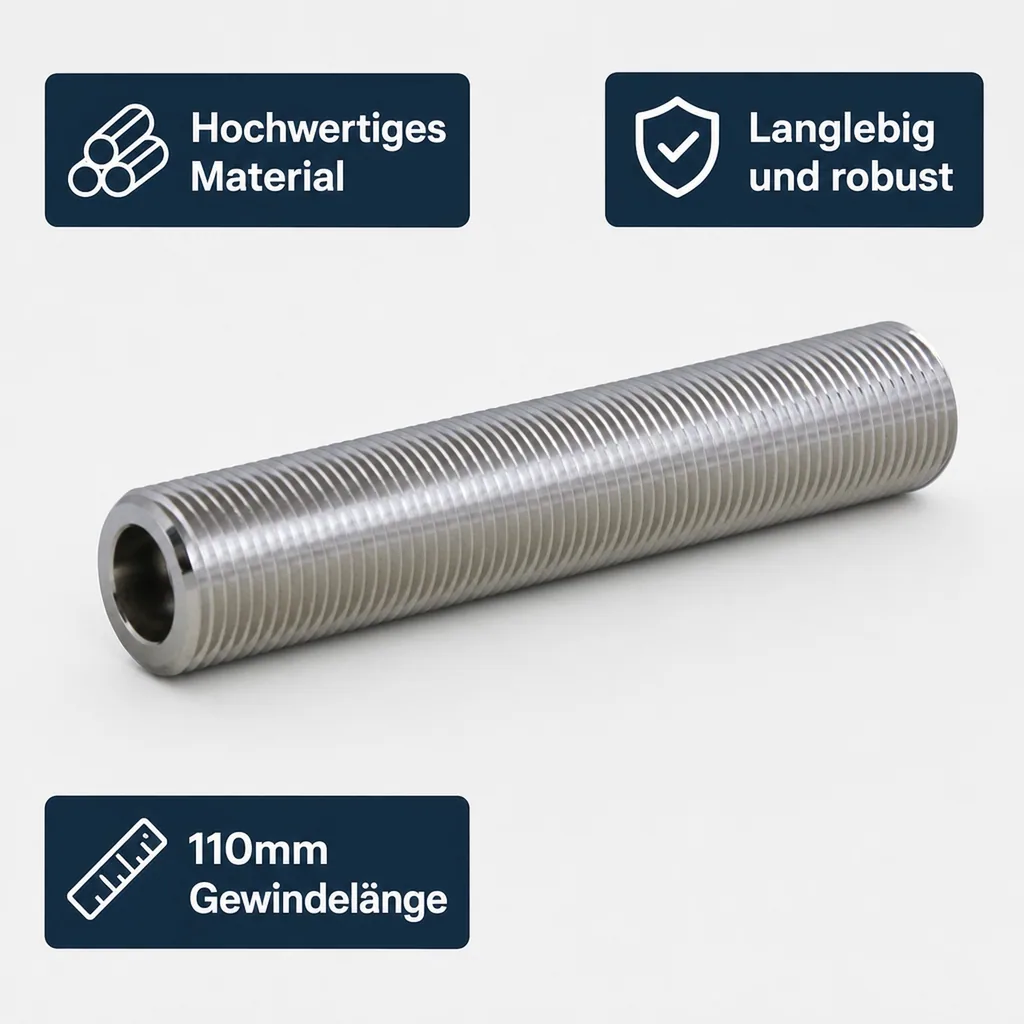 Durchgangsstutzen, Schankhahnstutzen für Zapfanlage, Bierzapfanlage 5/8" Gewinde, 110mm
