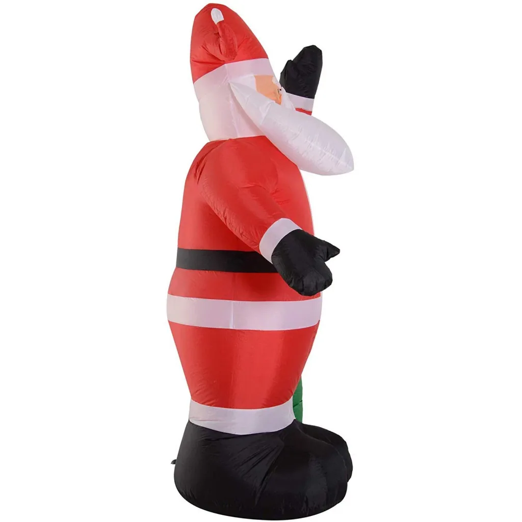 Selbstaufblasbarer Weihnachtsmann mit Geschenksack LED Gebläse Rot