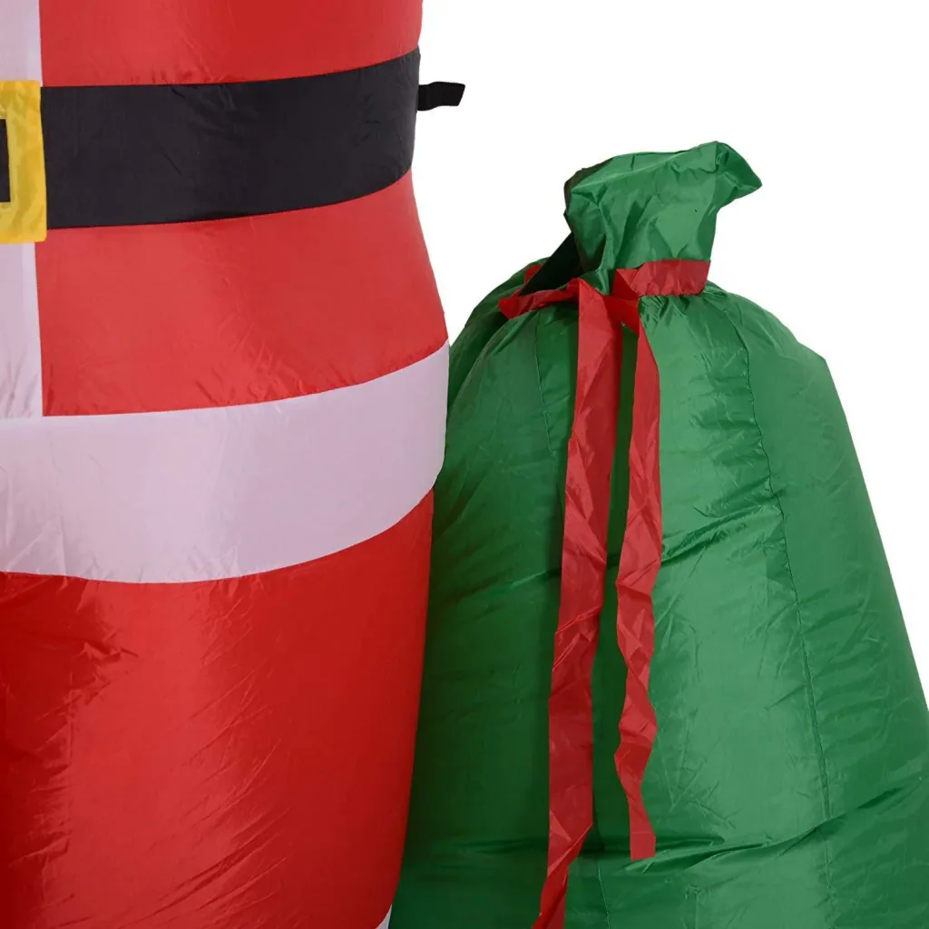 Selbstaufblasbarer Weihnachtsmann mit Geschenksack LED Gebläse Rot
