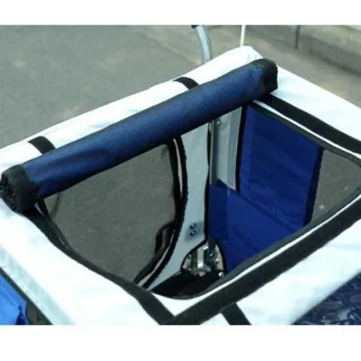 Hundeanhänger mit beidseitiger Feststellbremse grau/blau