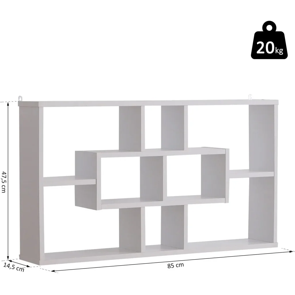 Wandregal Hängeregal Schweberegal Bücherregal Wandboard Organizer Holz Weiß 85 x 14,5 x 47,5 cm