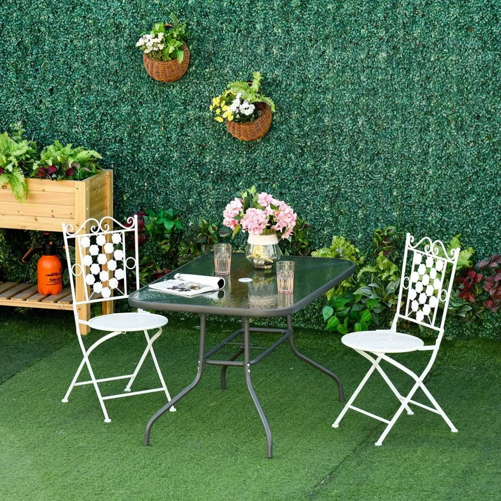 Gartentisch mit Glasplatte 120 x 80 x 70 cm