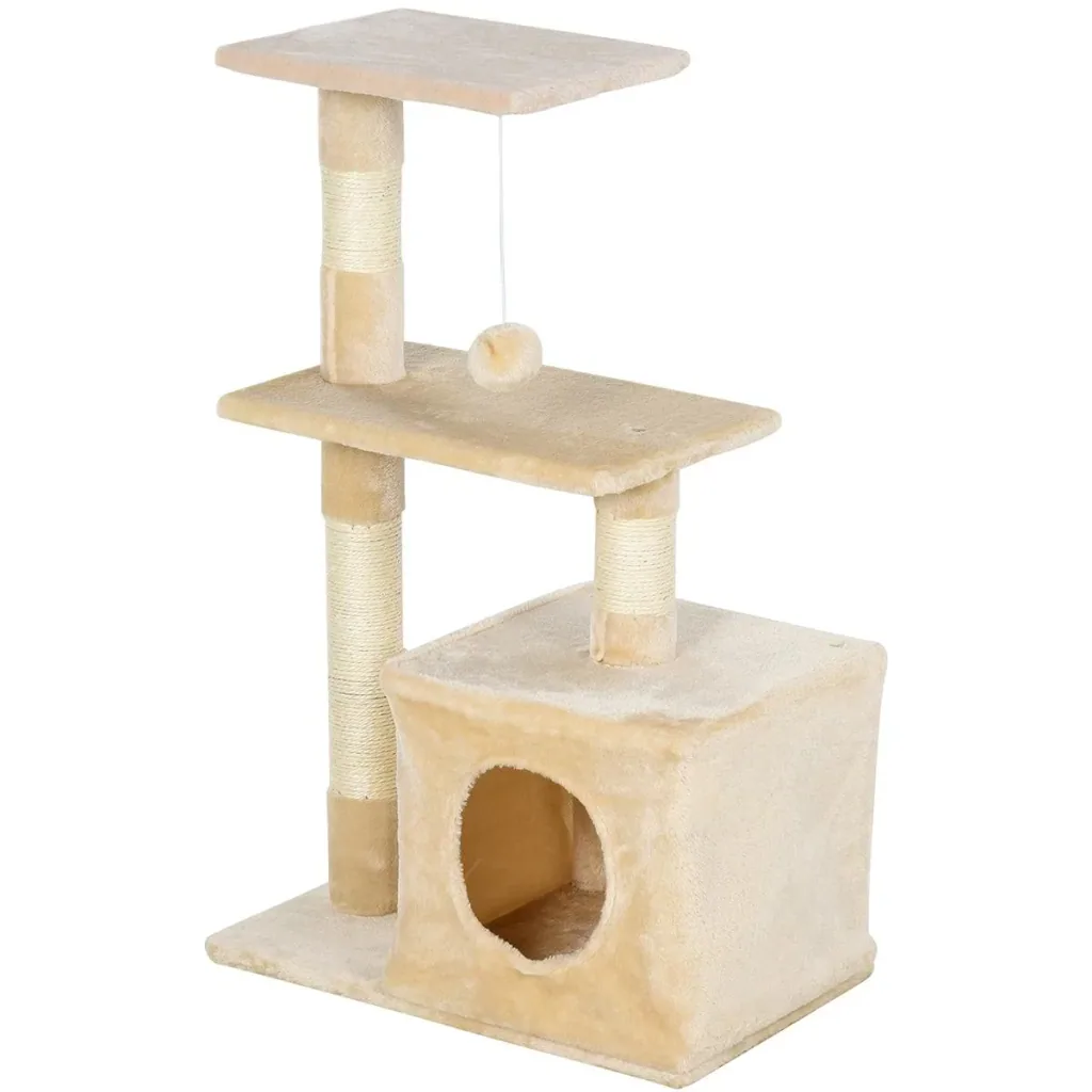 Kratzbaum mit Sisal Katzenbaum Kletterbaum Katzenmöbel Kratzbrett mit weichem Plüsch Katzenspielzeug stabil E1-Klasse Sp