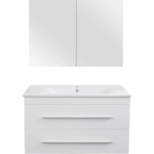 Badezimmermöbel Style 90cm - Mat Weiss
