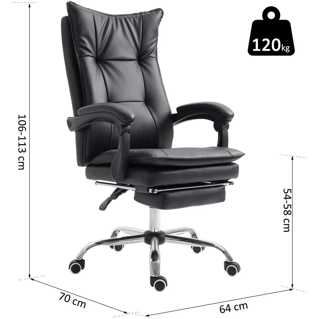 Chefsessel Bürosessel Bürostuhl Schreibtischsessel höhenverstellbar ergonomisch Schwarz 70 x 64 x (106 113) cm