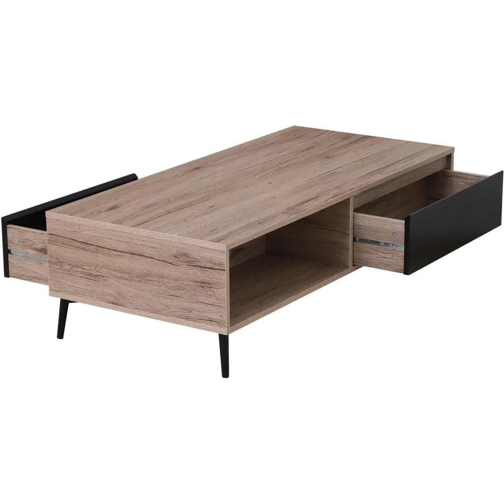 Couchtisch Beistelltisch Sofatisch Fernsehtisch Kaffeetisch 2 x Schublade 2 x Ablage Holz 120 x 56 x 35 cm