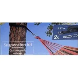 Hängematte / Hammock - 200 x 80 cm -White/Blue + INCL. Pro Garden Aufhängeset für Hängematte