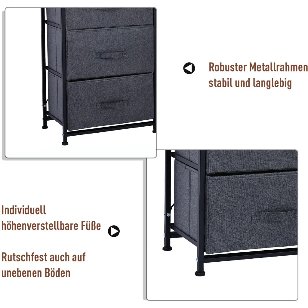Schubladenschrank Aufbewahrungsschrank mit faltbaren 7 Stoffschubladen