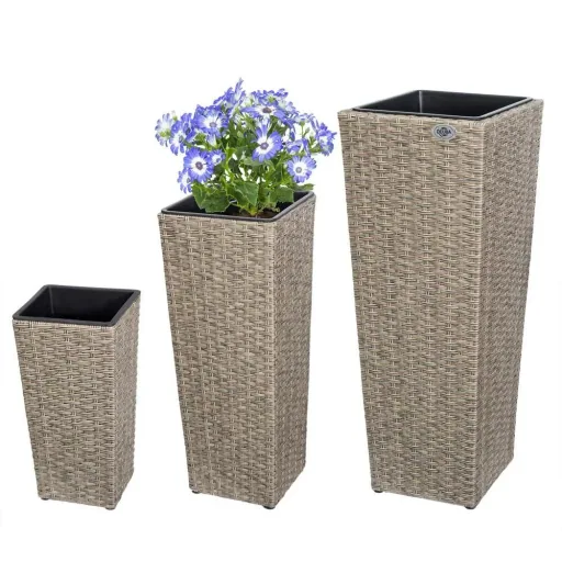 Blumentöpfe Polyrotan 3er-Set mit Sahne