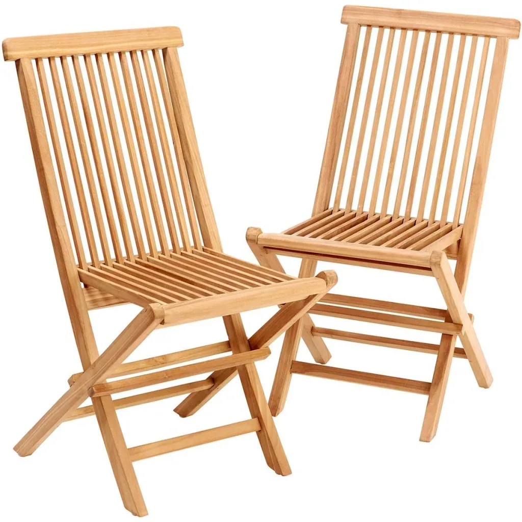 Klappbarer Gartenstuhl 2 Stück - Teak - 46,5x59x92 cm