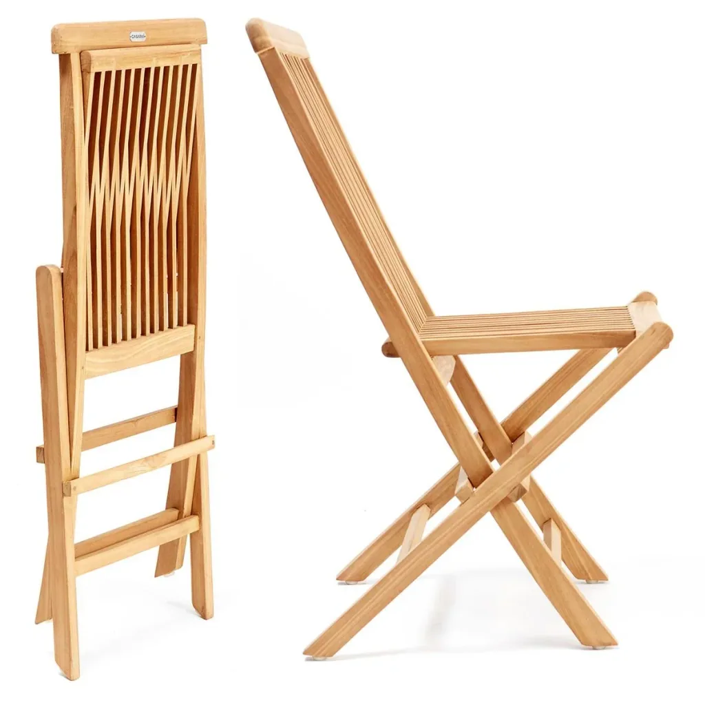 Klappbarer Gartenstuhl 2 Stück - Teak - 46,5x59x92 cm