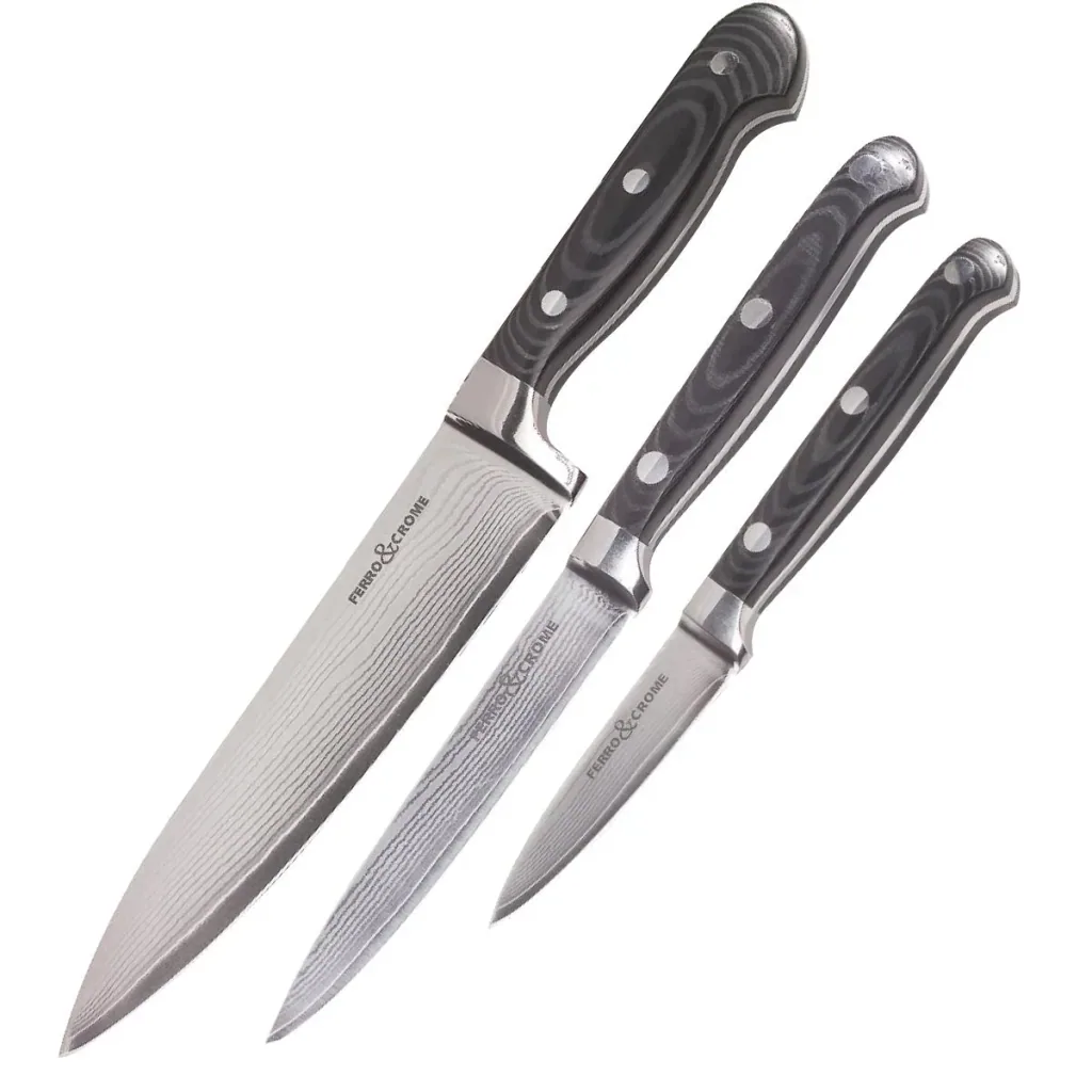 Damast-Messer-Set, 3-teilig