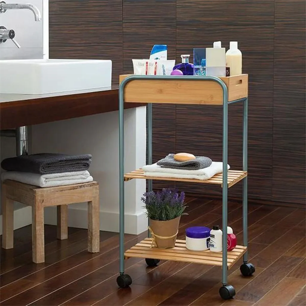 Badezimmerwagen 3 Lagen - 81 x 30 x 40cm - Bambus