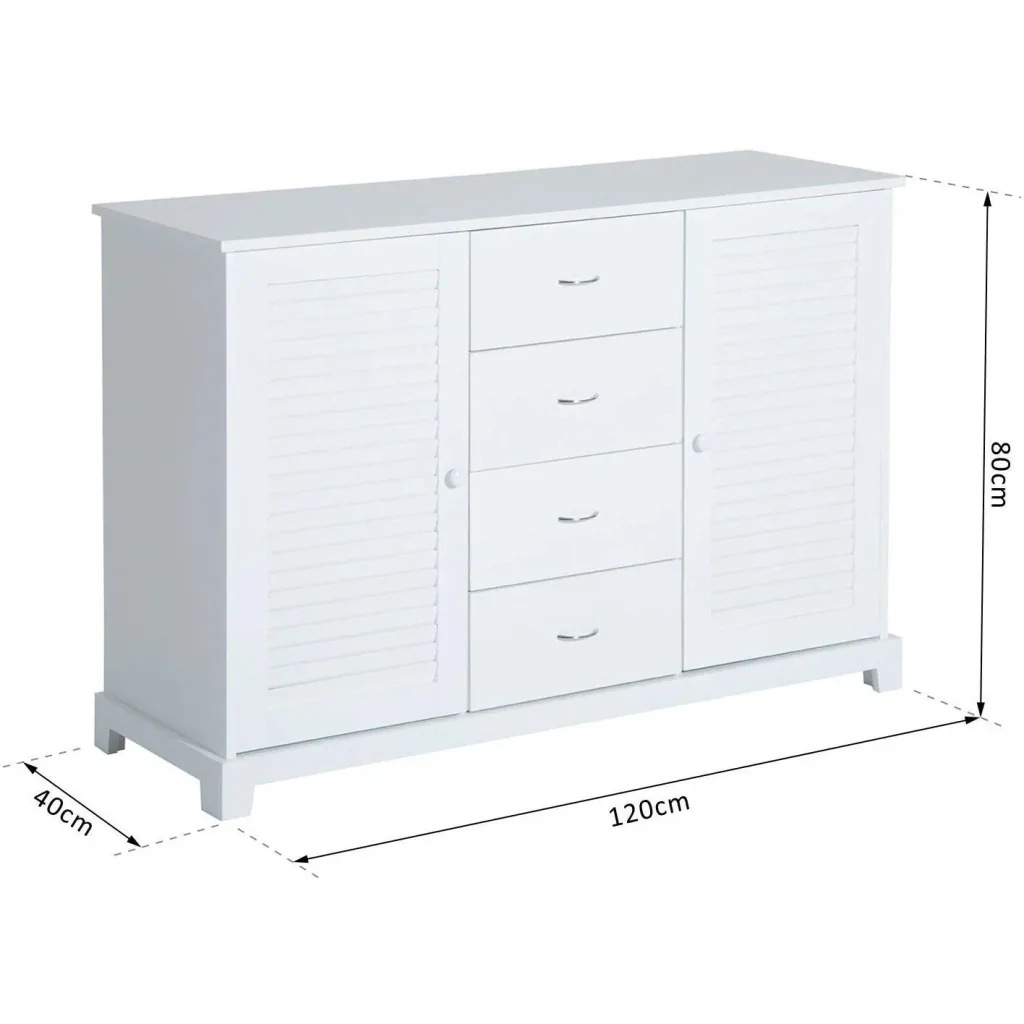 Sideboard Kommode Lamellentür Weiß