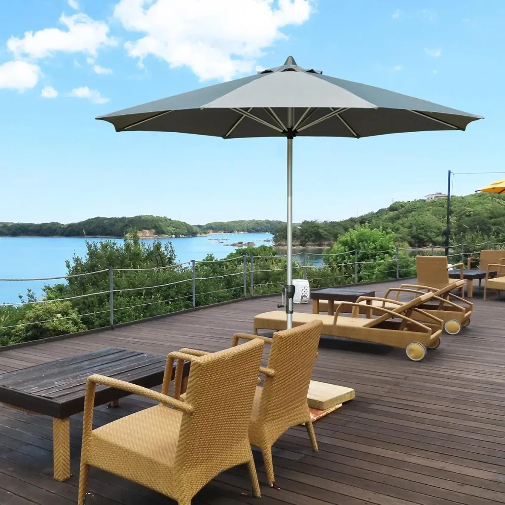 Sonnenschirm 2,7 m 8 Rippen Aluminium Polyester Dunkelgrau