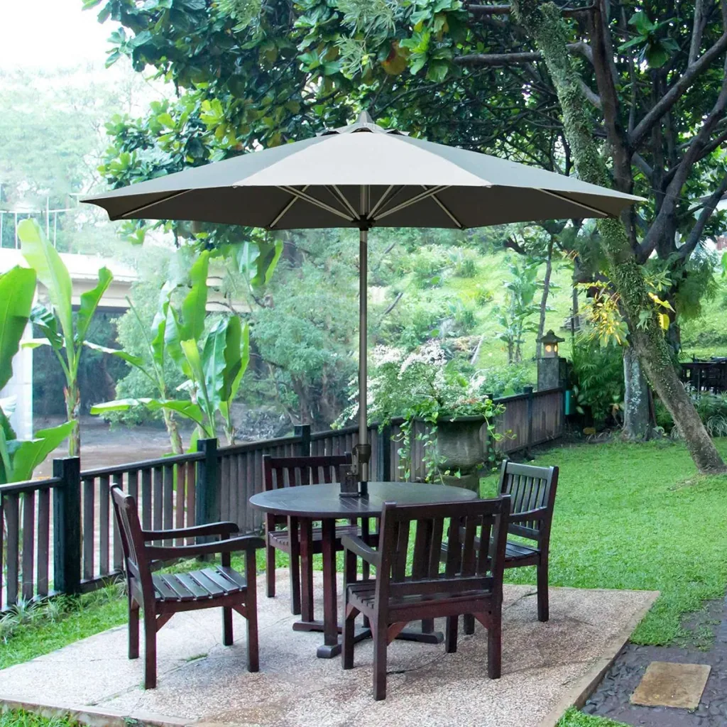 Sonnenschirm 2,7 m 8 Rippen Aluminium Polyester Dunkelgrau