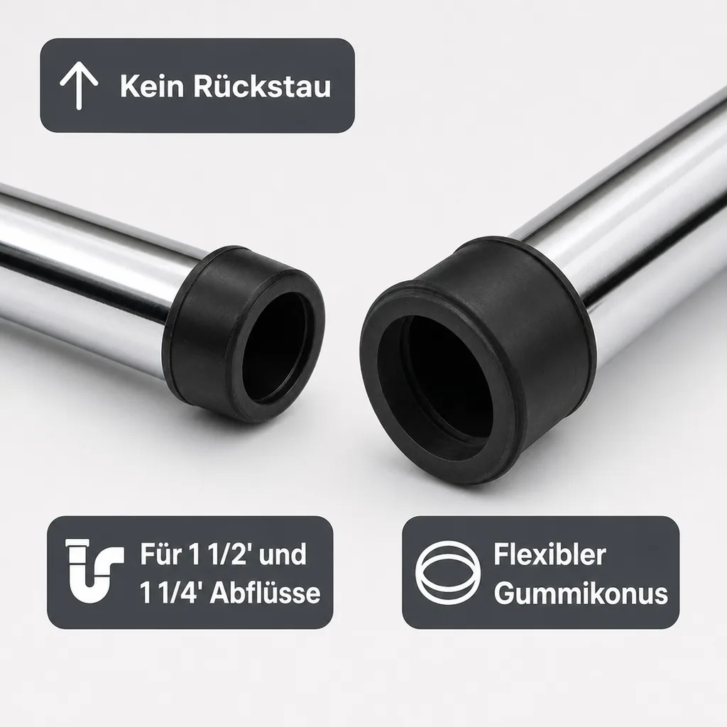 Standrohr für Spülbecken aus CNS, 175 mm lang