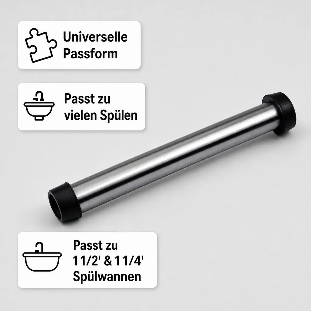 Standrohr für Spülbecken aus CNS, 175 mm lang