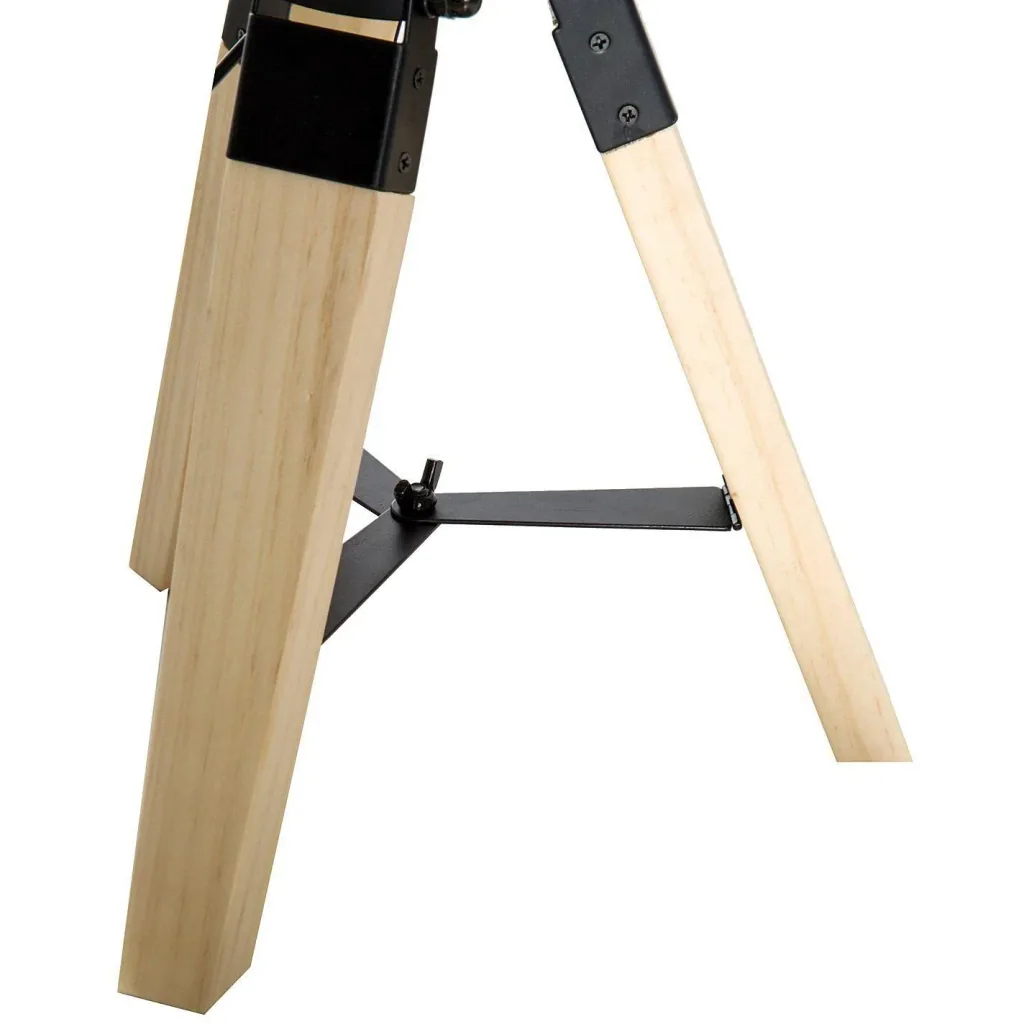 Tischlampe Dreibein Tischleuchte E27 Leinenoptik Kiefer Beige