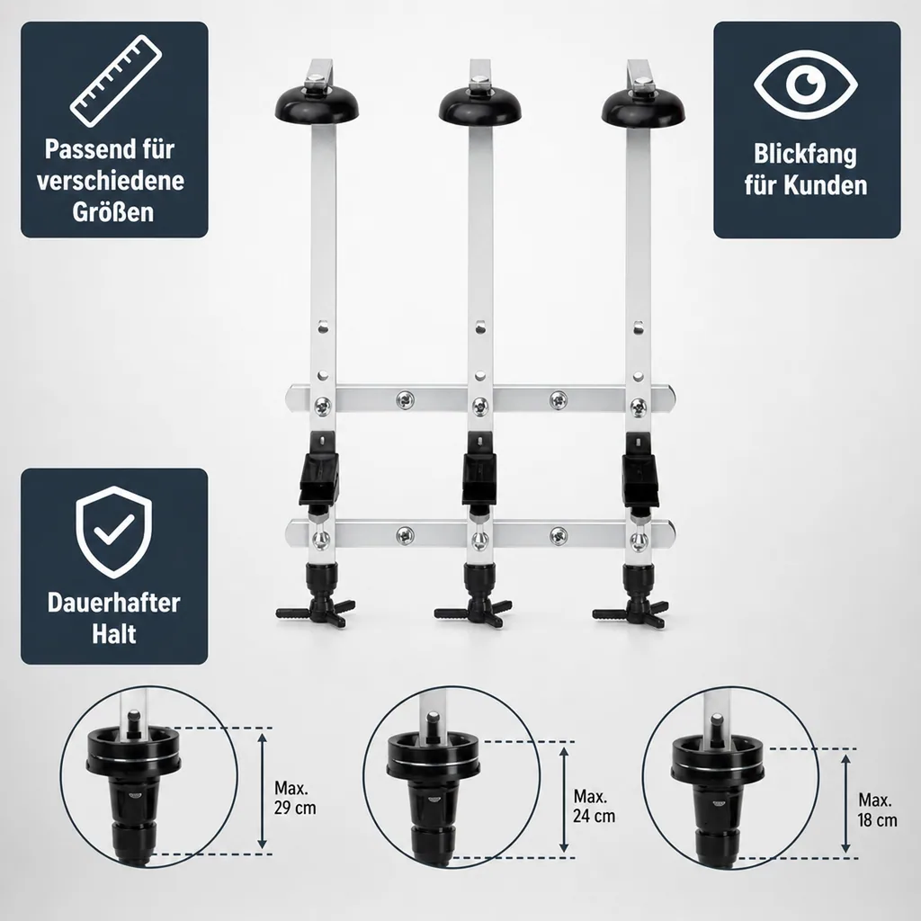 Profi Wandhalter, Flaschenhalter Spirituosen, Wandhalterung für 3 Flaschen (0,7 - 1,0L)