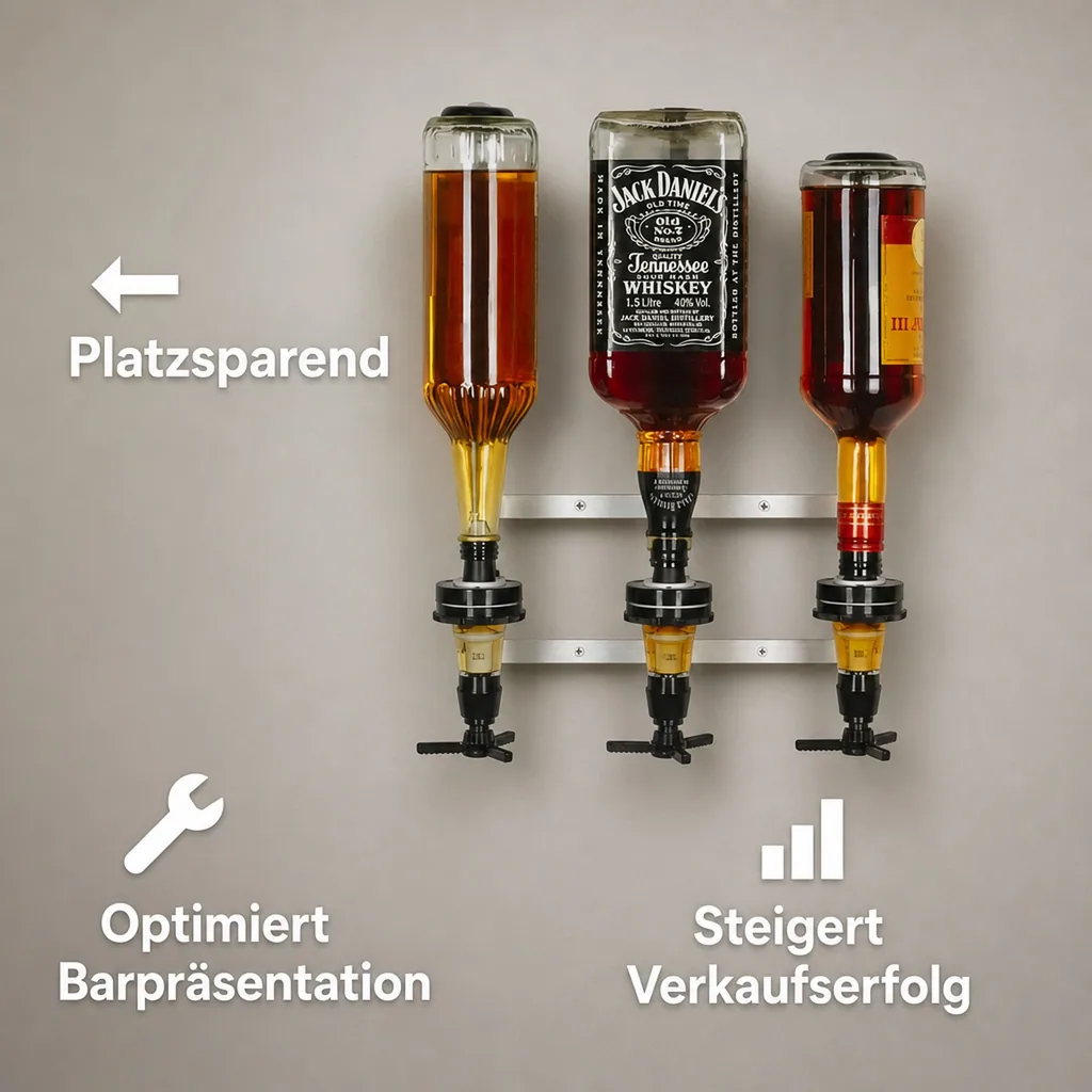 Profi Wandhalter, Flaschenhalter Spirituosen, Wandhalterung für 3 Flaschen (0,7 - 1,0L)