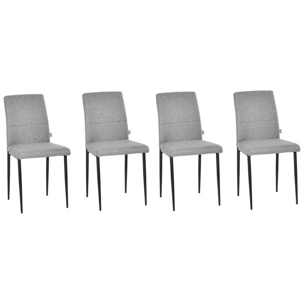 4er-Set Küchenstühle Esszimmerstühle Bürostuhl mit Rückenlehne Polstersessel Kunstleder Sessel Holzbeine Grau 41,5 x 54,