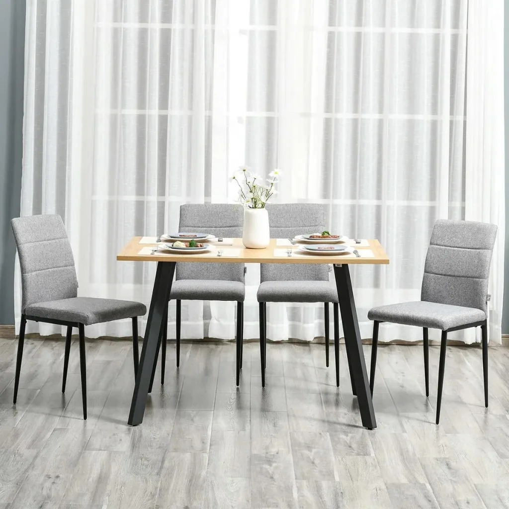 4er-Set Küchenstühle Esszimmerstühle Bürostuhl mit Rückenlehne Polstersessel Kunstleder Sessel Holzbeine Grau 41,5 x 54,