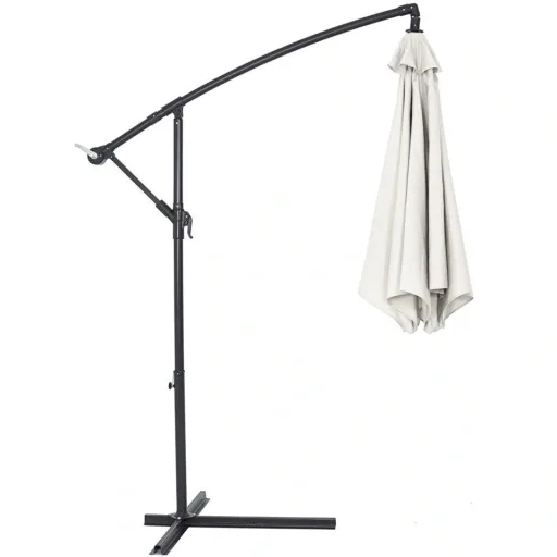 Sonnenschirm Zusammenlegbarer Aluminiumschirm Beige mit Pendel Ø 330 cm