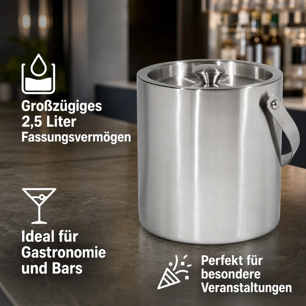 Eiswürfelbehälter Eiseimer Thermo Chrom-Nickel-Stahl