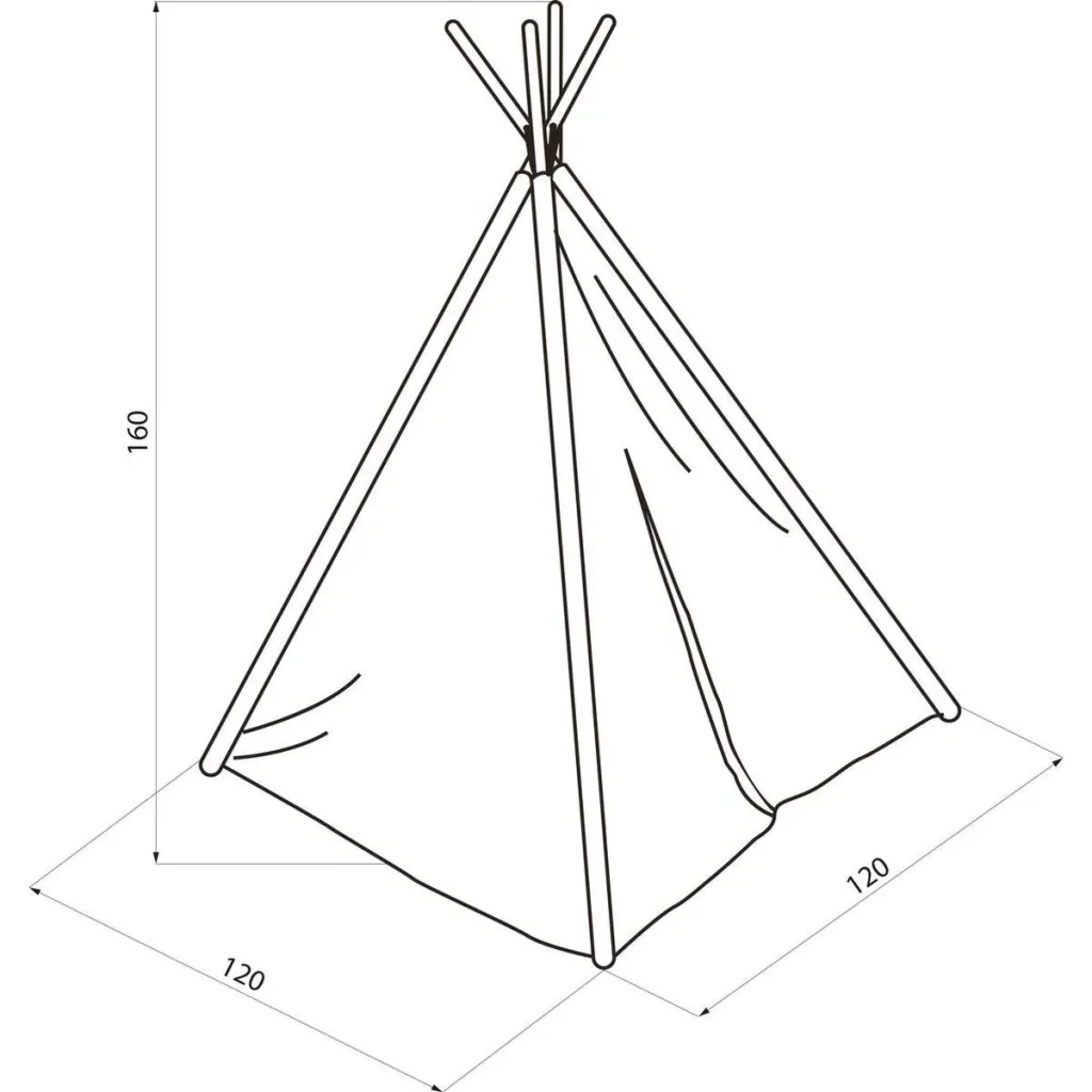 Weltkarte Tipi-Zelt | Schwarz und Weiß | Wigwam Spielzelt|100% Baumwolle|120x120x160cm
