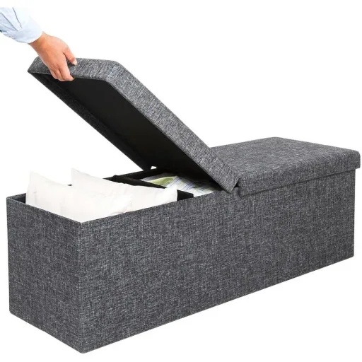 Faltbarer Sitzkasten mit Klappdeckel dunkelgrau - 115x38x38cm