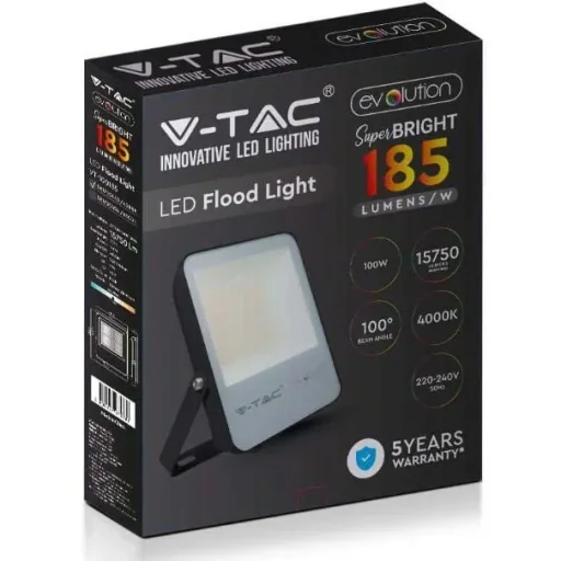 VT-100185 LED-Flutlicht - 100 W - 13700 Lm - 4000K - Schwarz - Extra effizient