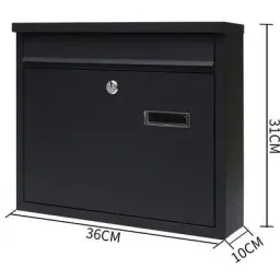 Briefkasten mit 2 Tasten - schwarz - 310x360x100 mm