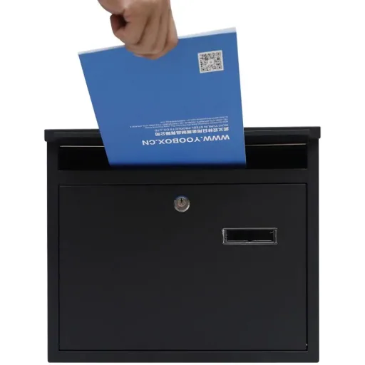 Briefkasten mit 2 Tasten - schwarz - 310x360x100 mm