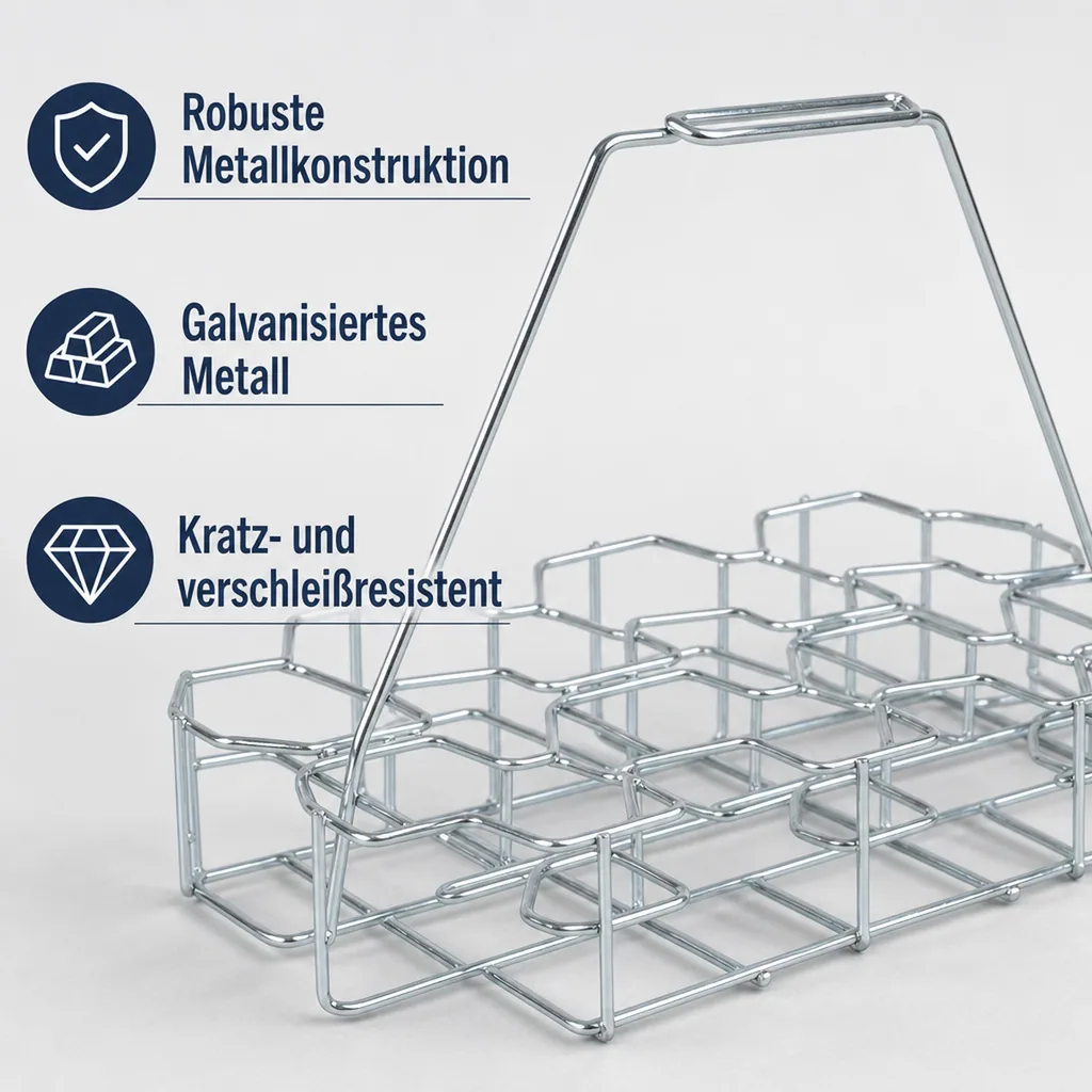Glasträger für 10 Gläser | Getränke- & Geschirrkorb aus Metall (verzinkt)