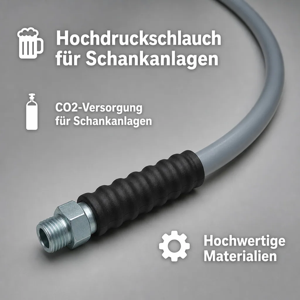 Hochdruckschlauch - CO2 für Schankanlage - 2m Sechskant und Außengewinde