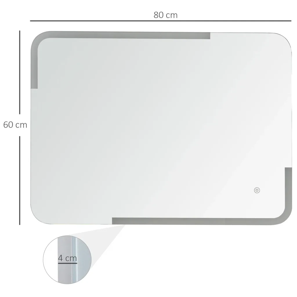 Badezimmerspiegel mit LED-Touch-Beleuchtung, weiß