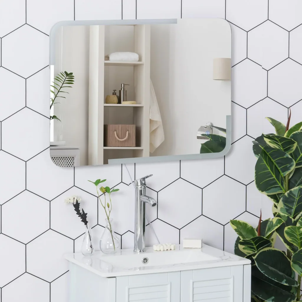 Badezimmerspiegel mit LED-Touch-Beleuchtung, weiß
