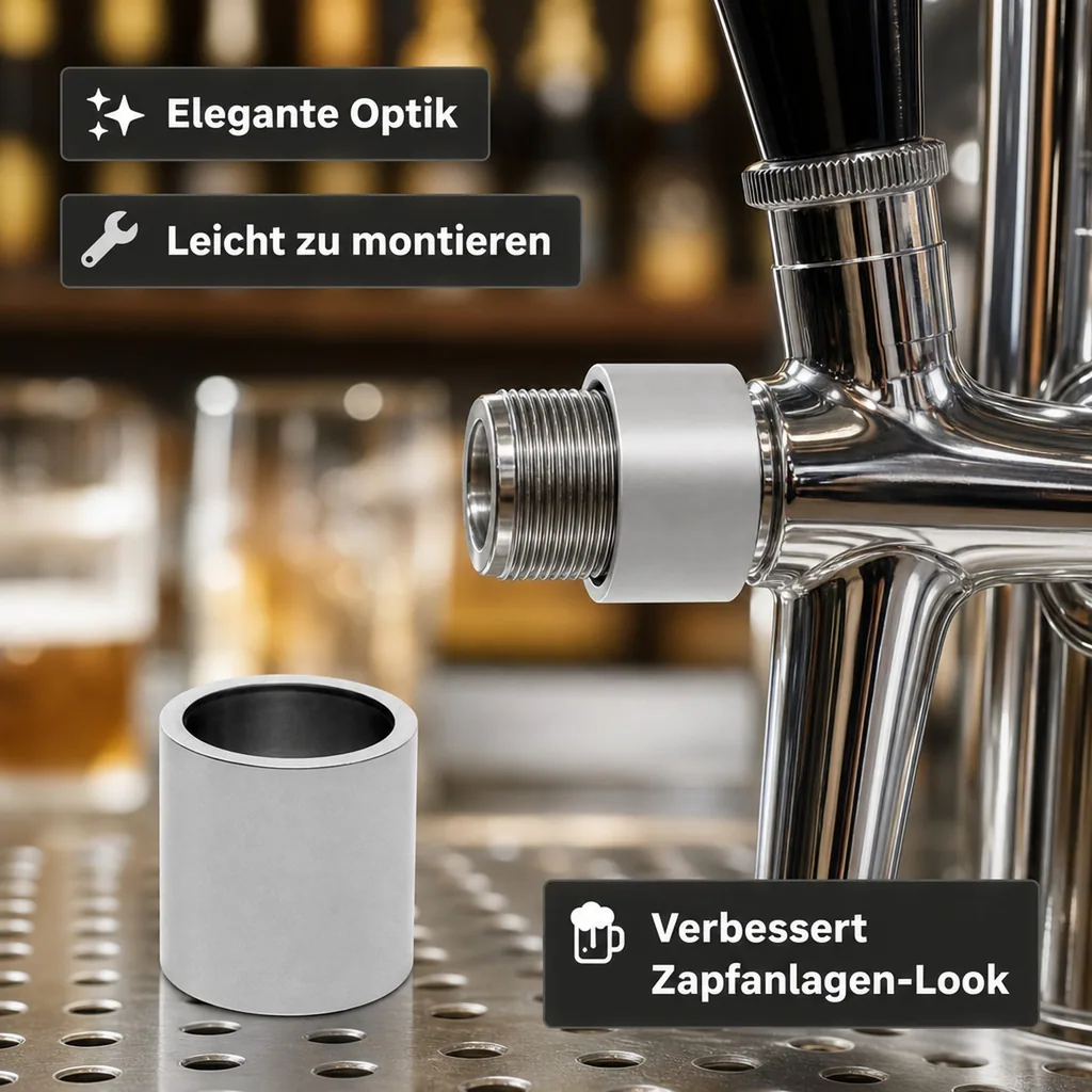 Distanzhülse, Abstandshalter, Abstandshülse - für Schankhahngewinde, 20 mm, Chrom
