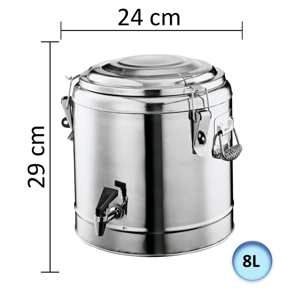Thermobehälter, Thermogetränkebehälter, Getränkebehälter mit Zapfhahn - Chromnickelstahl, 8L