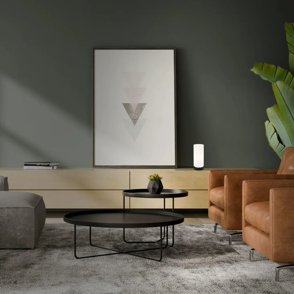 PAIPA Tischleuchte, schwarz, opal-Glas, Kabelschalter, E14 Fassung