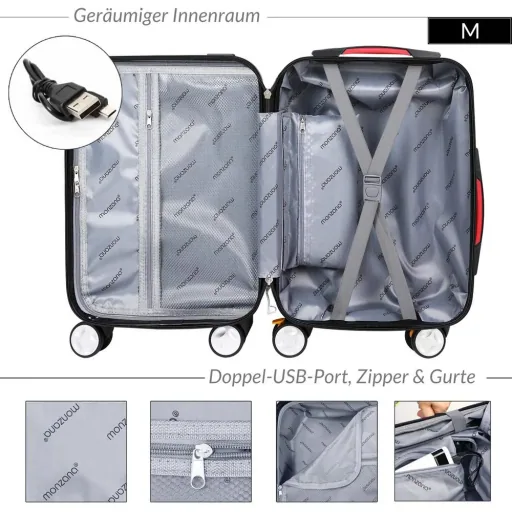 Hartschalenkoffer Ikarus Silber M in ABS 38l 55x35x20cm